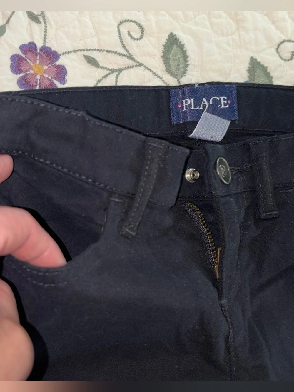 Place Girls Black Rolled Cuff Hem Cotton Bermuda Shorts | Size: 6